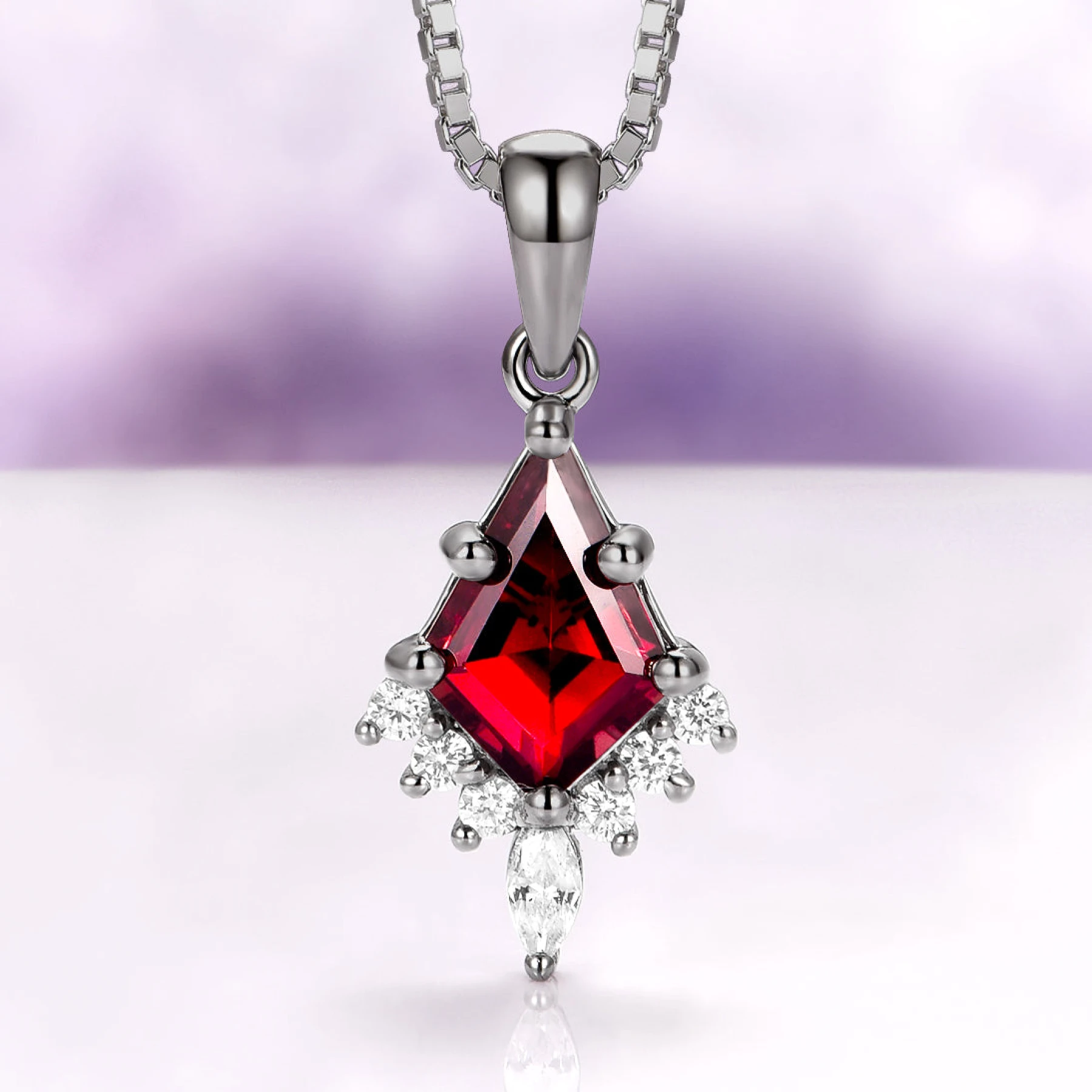 Skye Kite® Natural Red Garnet Necklace in Black Ruthenium