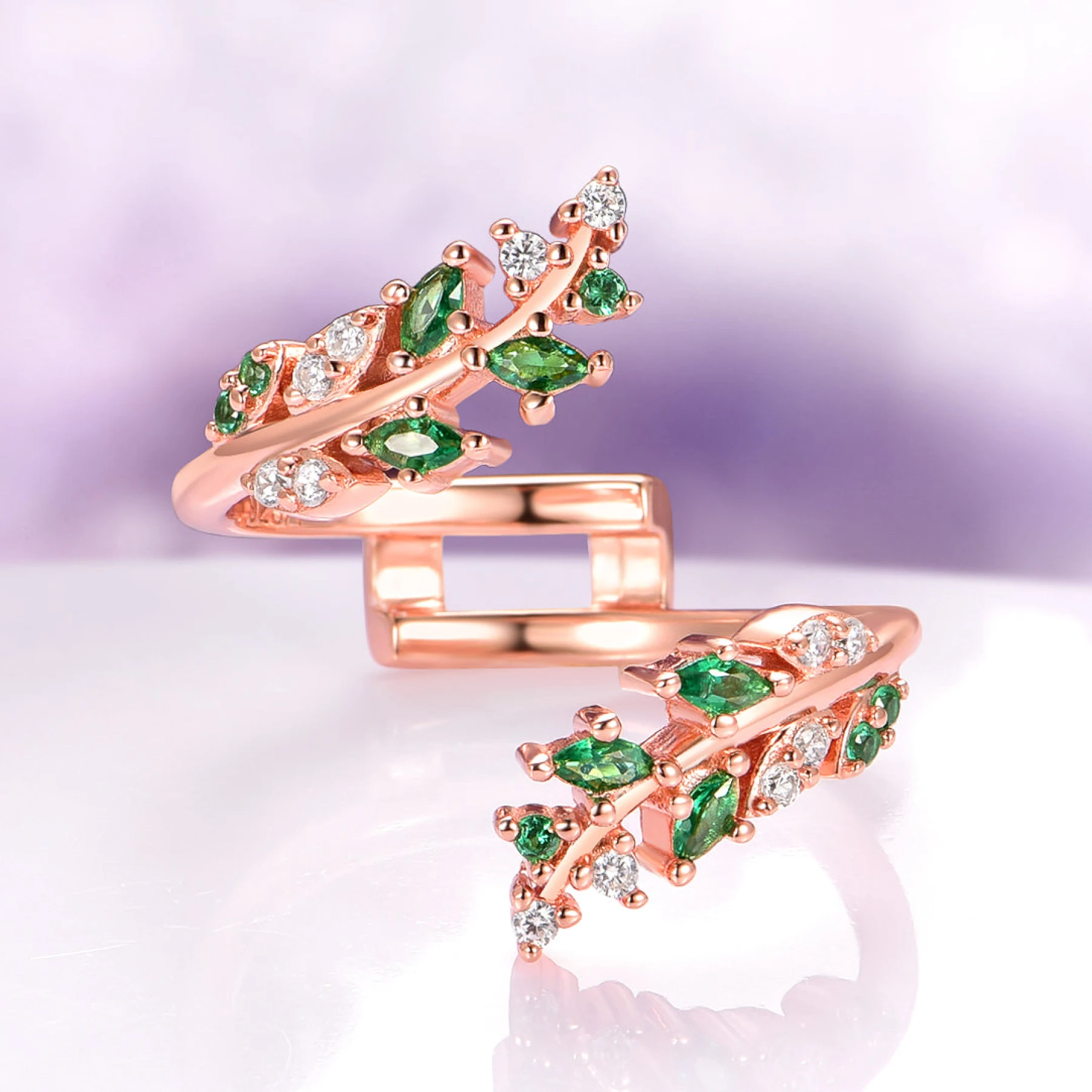 Emerald Leaf Ring Guard