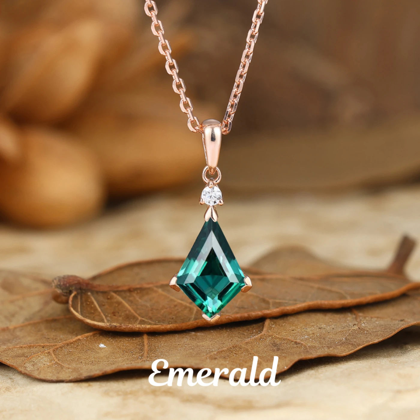 Dainty Kite Cut Emerald Necklace Pendant Emerald Jewelry Birthday Gift