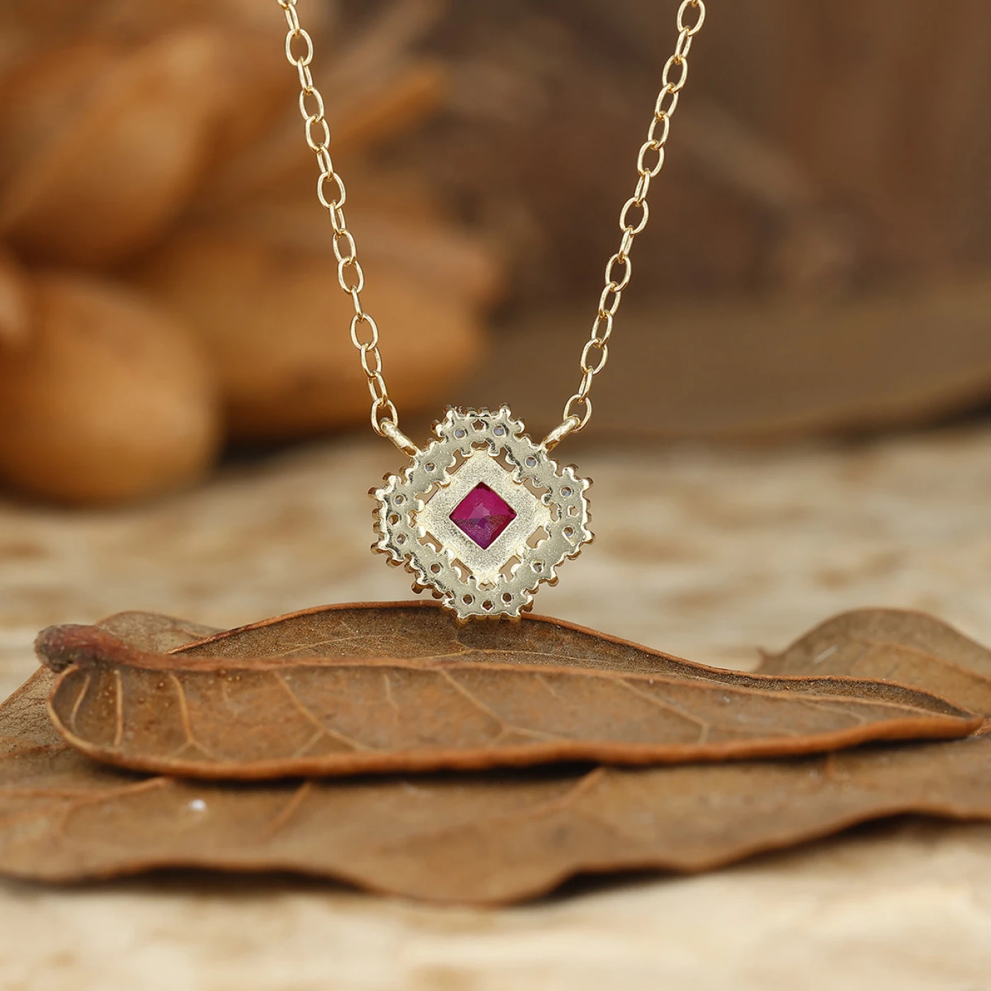 Cluster Natural Amethyst Pendant Necklace February Birthstone Necklace - view 7