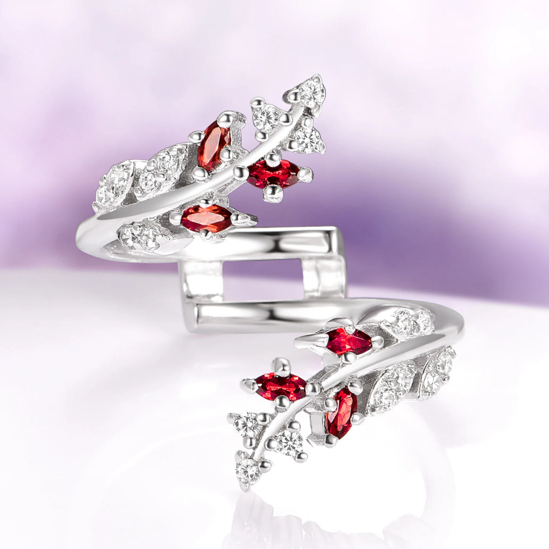 Leaf Ring Guard in 14K White Gold