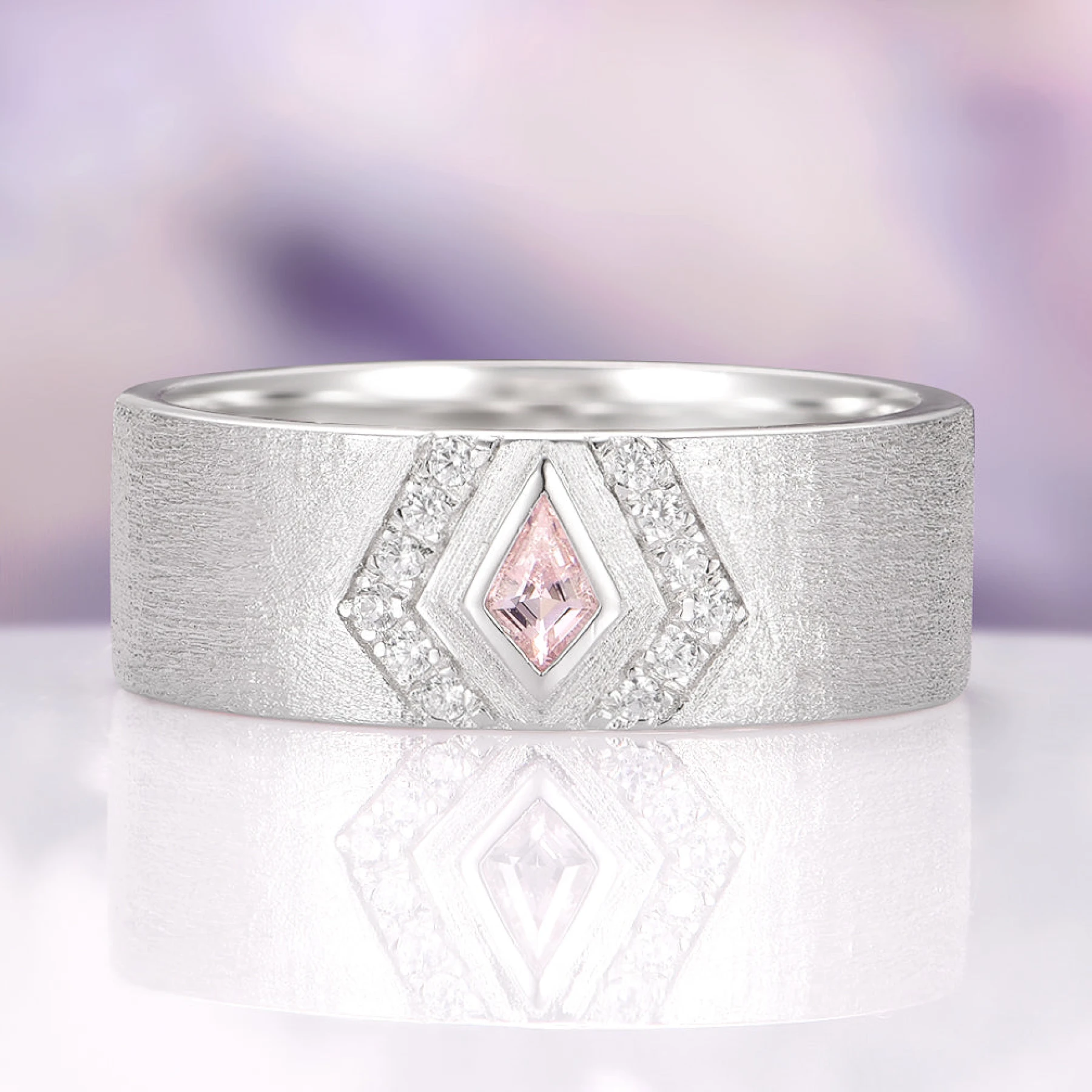 Kite Cut Wedding Band in Sterling (8mm)