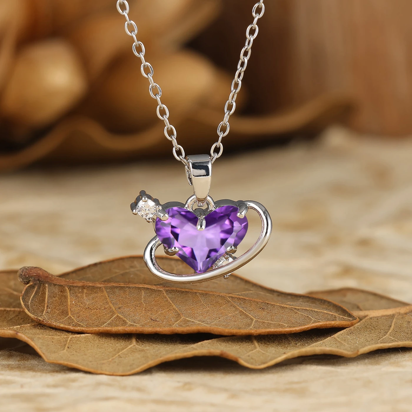 925 Sterling Silver Aquamarine Heart Pendant Necklace 14K Gold Neckalce Perfect Birthday Gift - view 9
