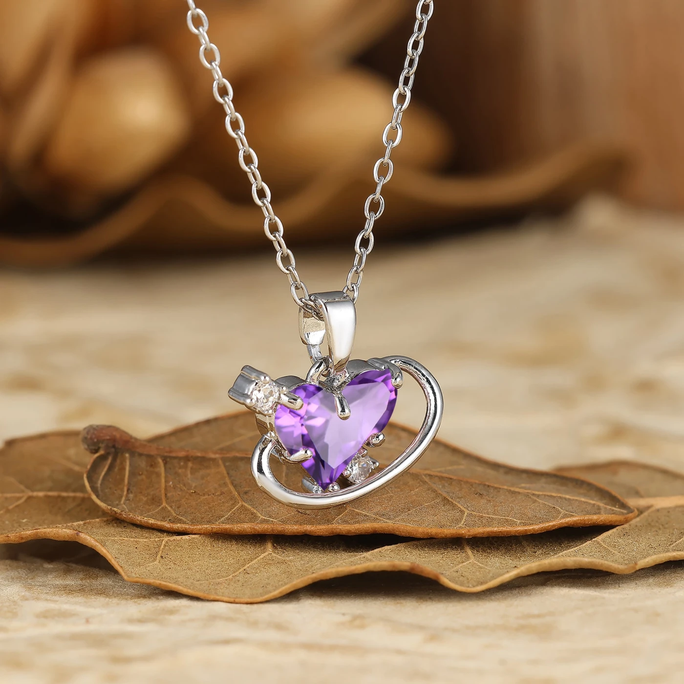 925 Sterling Silver Aquamarine Heart Pendant Necklace 14K Gold Neckalce Perfect Birthday Gift - view 10