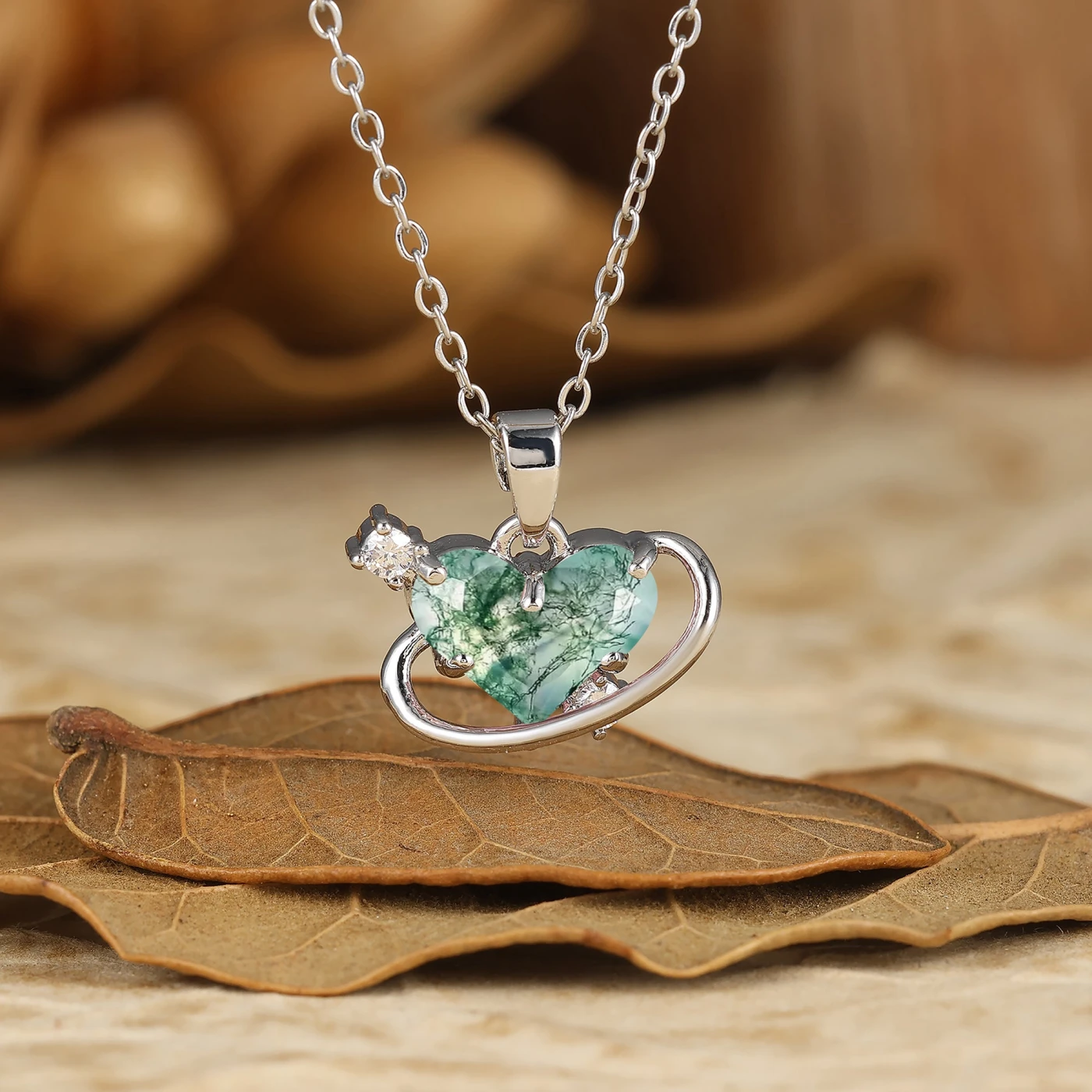 925 Sterling Silver Aquamarine Heart Pendant Necklace 14K Gold Neckalce Perfect Birthday Gift - view 5