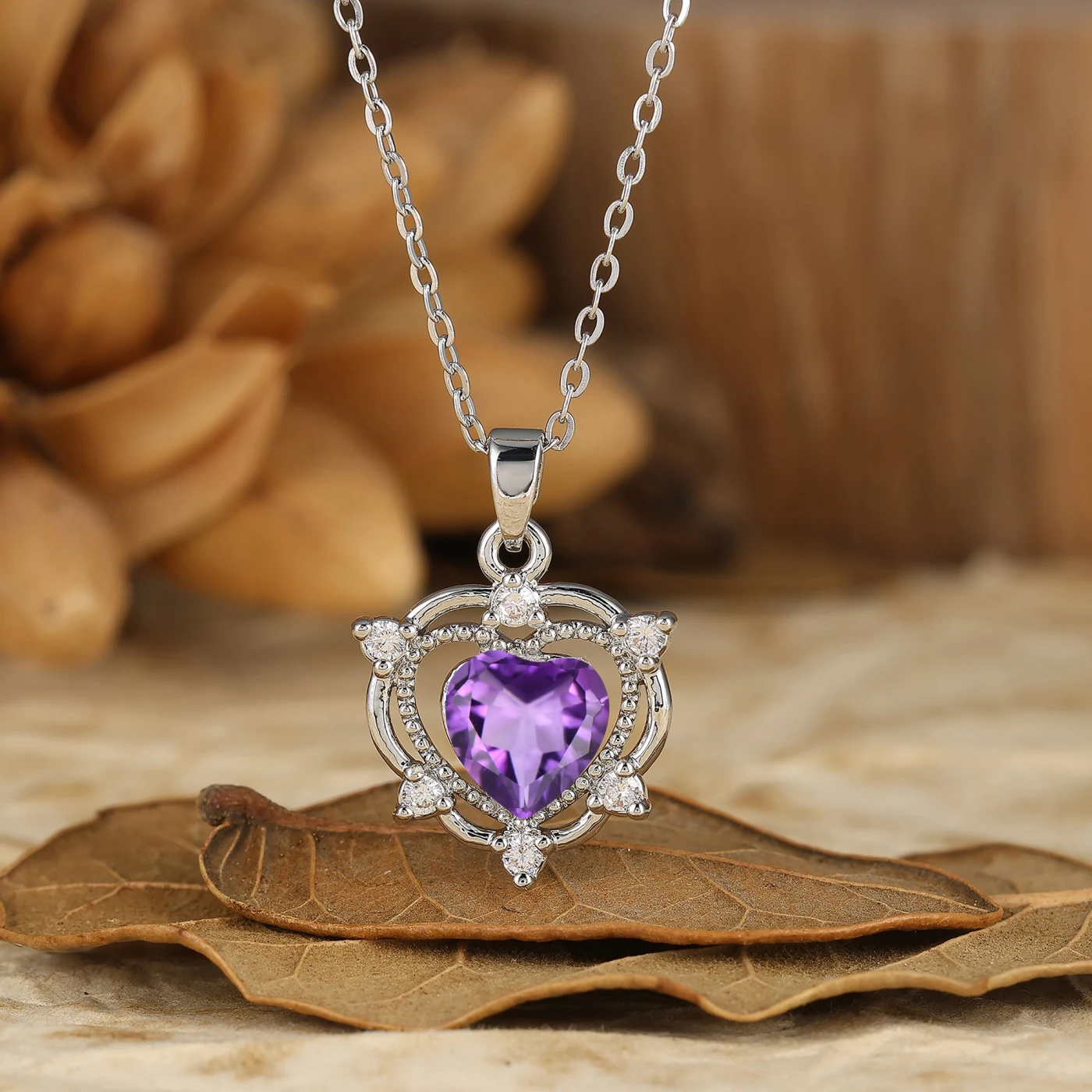 925 Sterling Silver Heart Crown Pendant Necklace 14K Gold Neckalce for Women