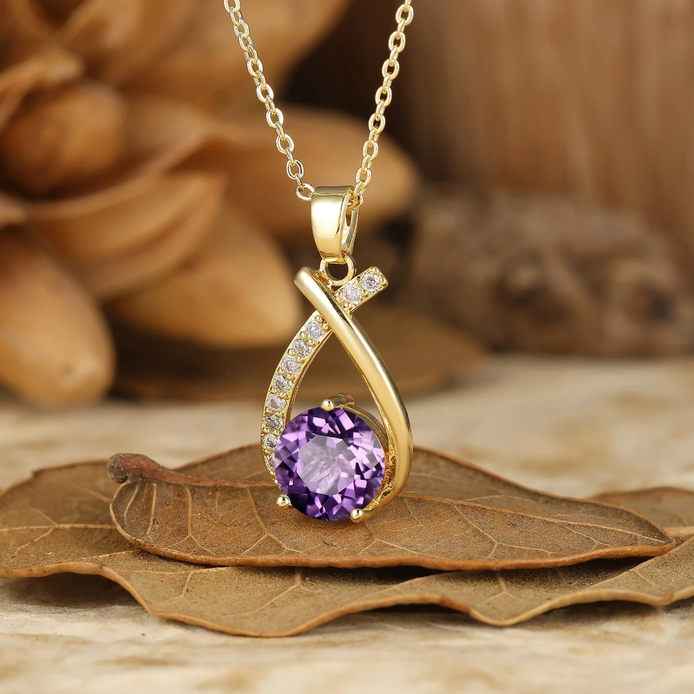 Dainty Round Cut Moss Agate Pendant Necklace 14K Solid Gold Anniversary Bridal Necklace - view 11