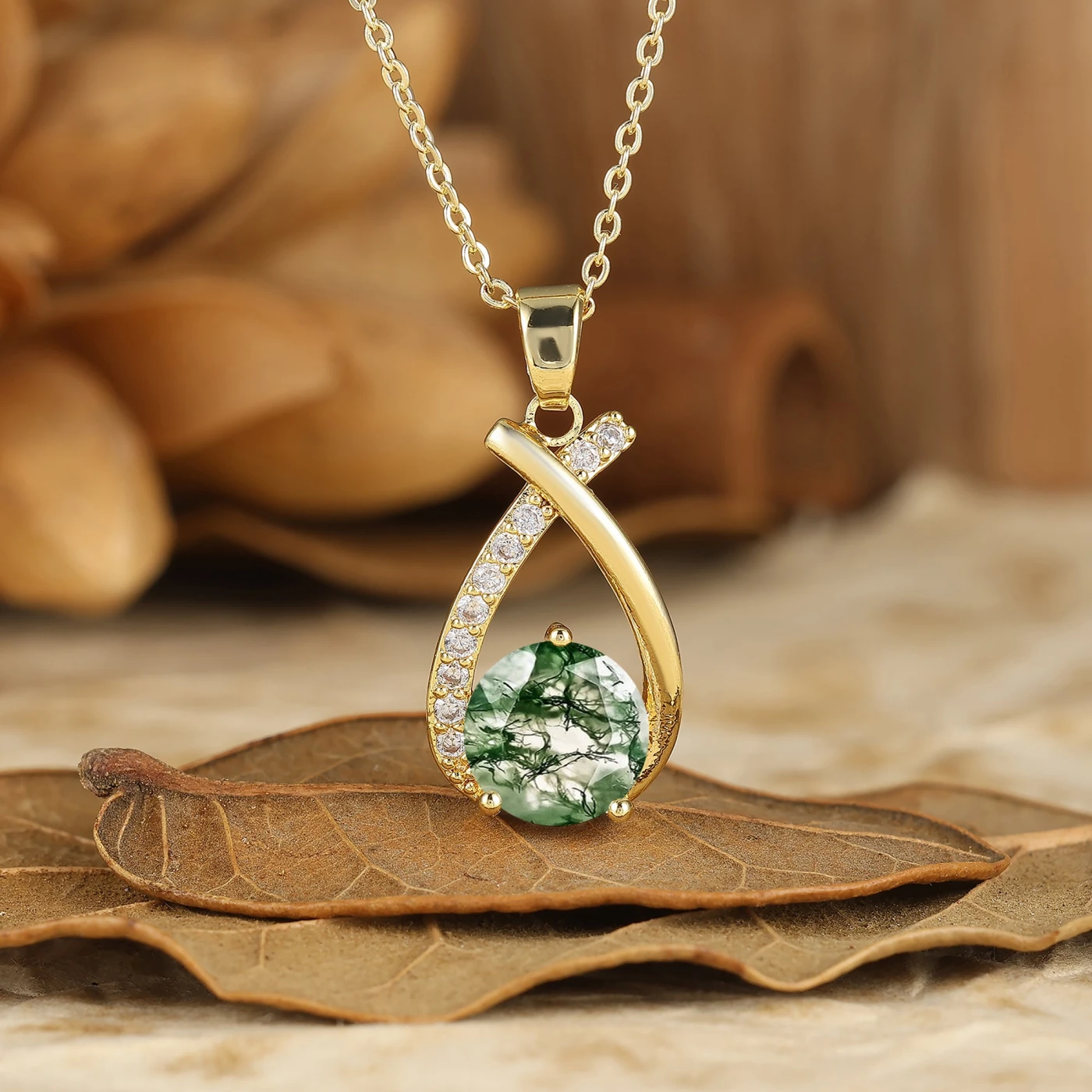 Dainty Round Cut Pendant Necklace 14K Solid Gold Anniversary Bridal Necklace