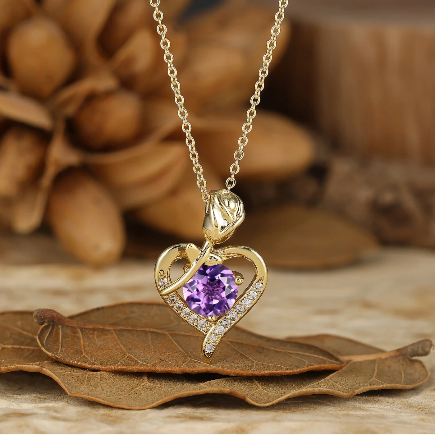 Herat Design Necklace Round Cut Rose Floral Women Pendant Necklace