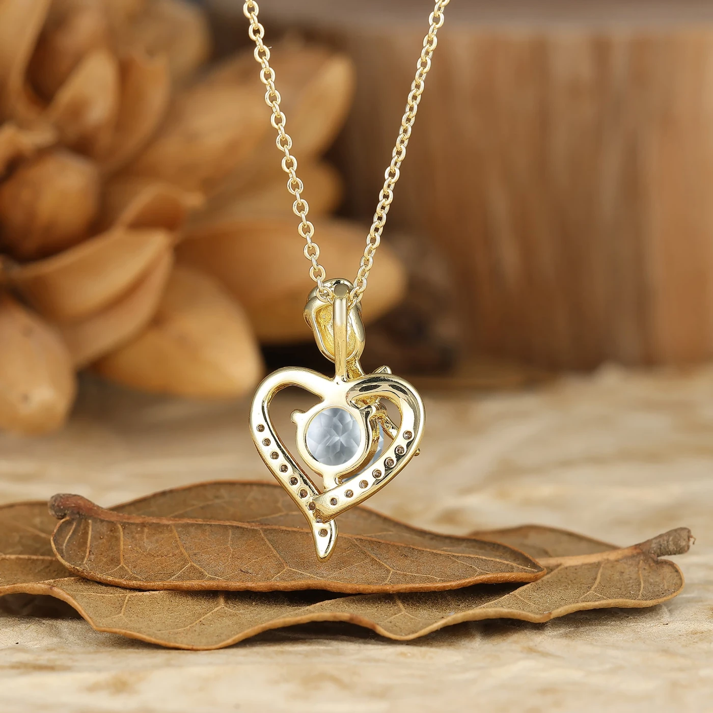 Herat Design Necklace Round Cut Aquamarine Rose Floral Women Pendant Necklace - view 4