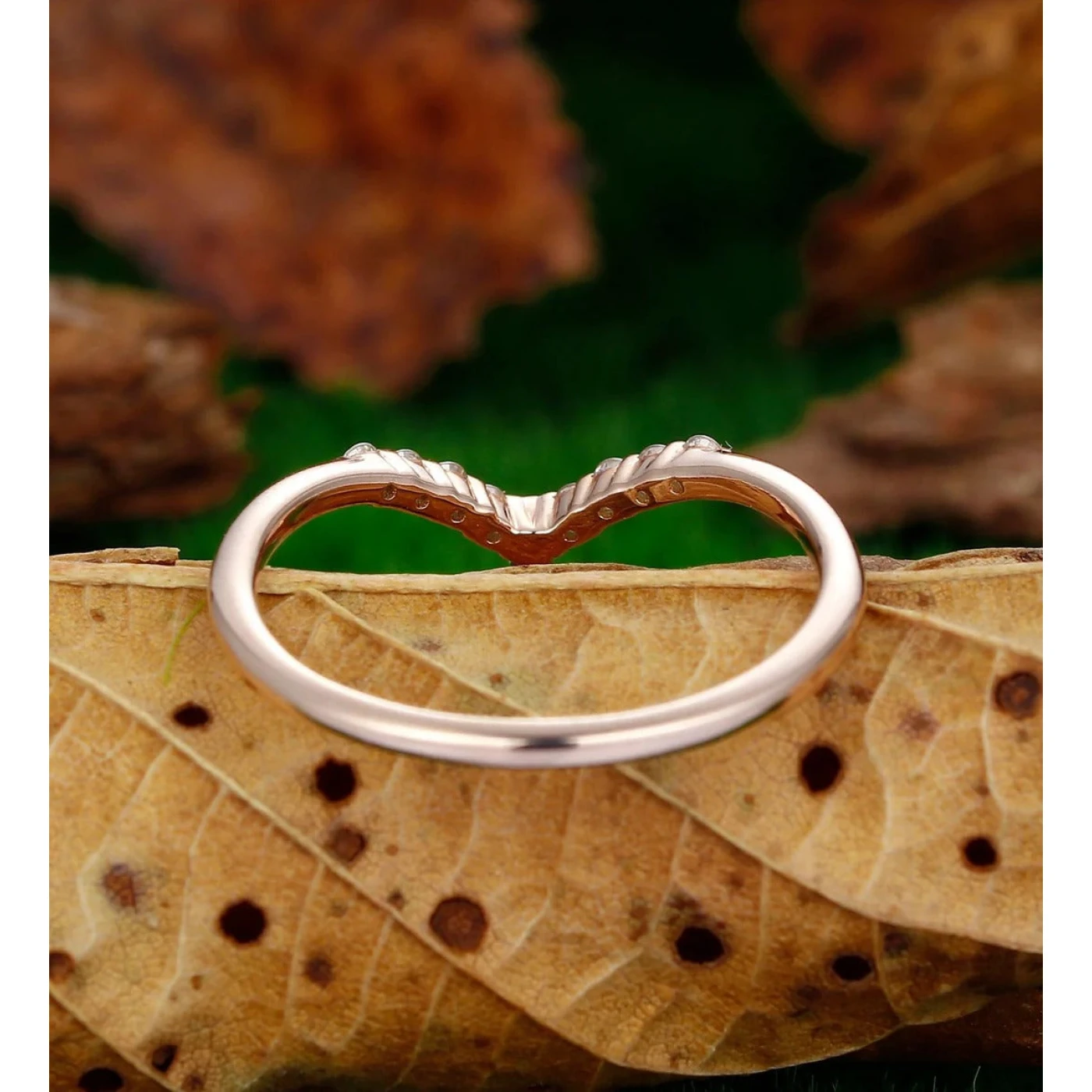 Promise Lab Grown Diamond Stack V Band Curved Wedding Band - view 4
