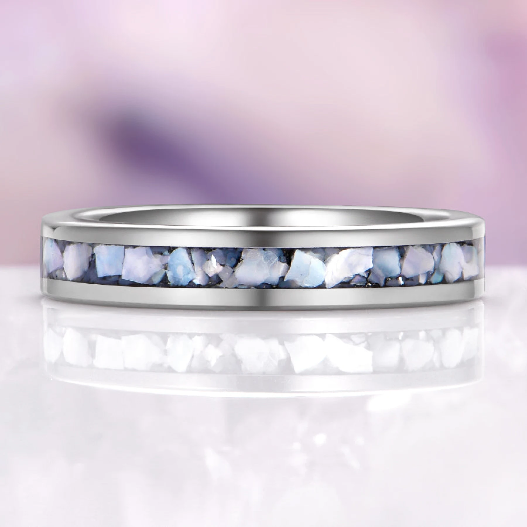 Mother of Pearl Wedding Band in Tungsten (4mm)