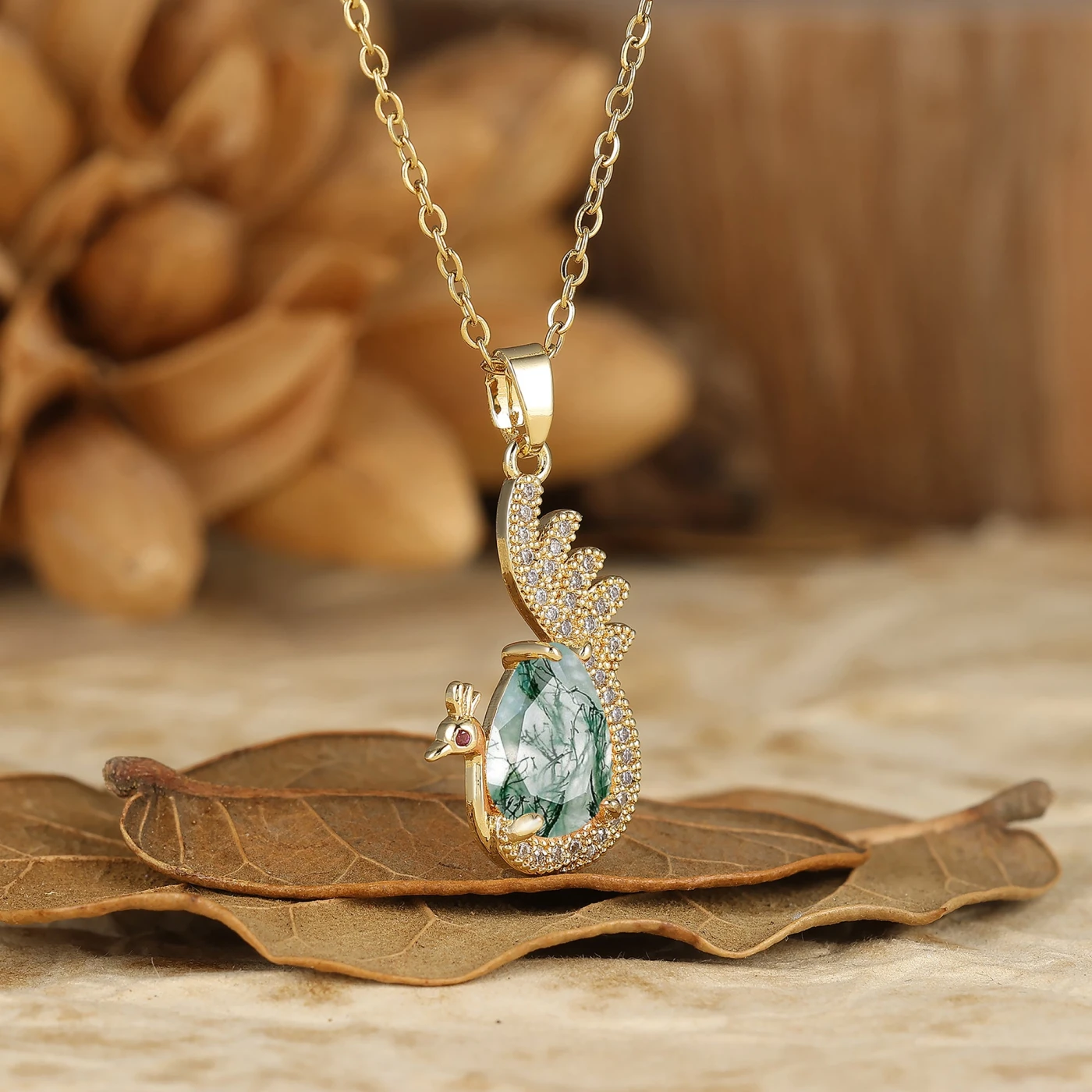 925 Sterling Silver Unique Teardrop Elegant Pink White Opal Swan/Peacock Pendant Necklace for Women - view 11