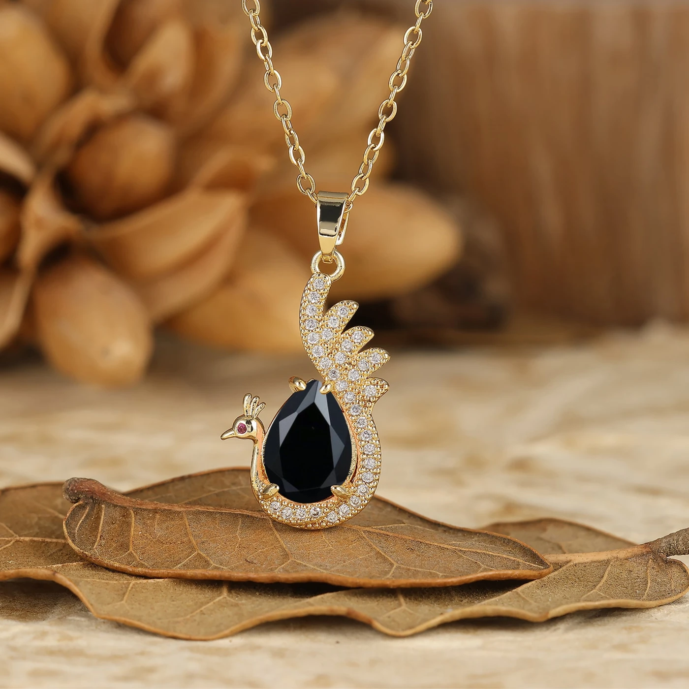 925 Sterling Silver Unique Teardrop Elegant Swan/Peacock Pendant