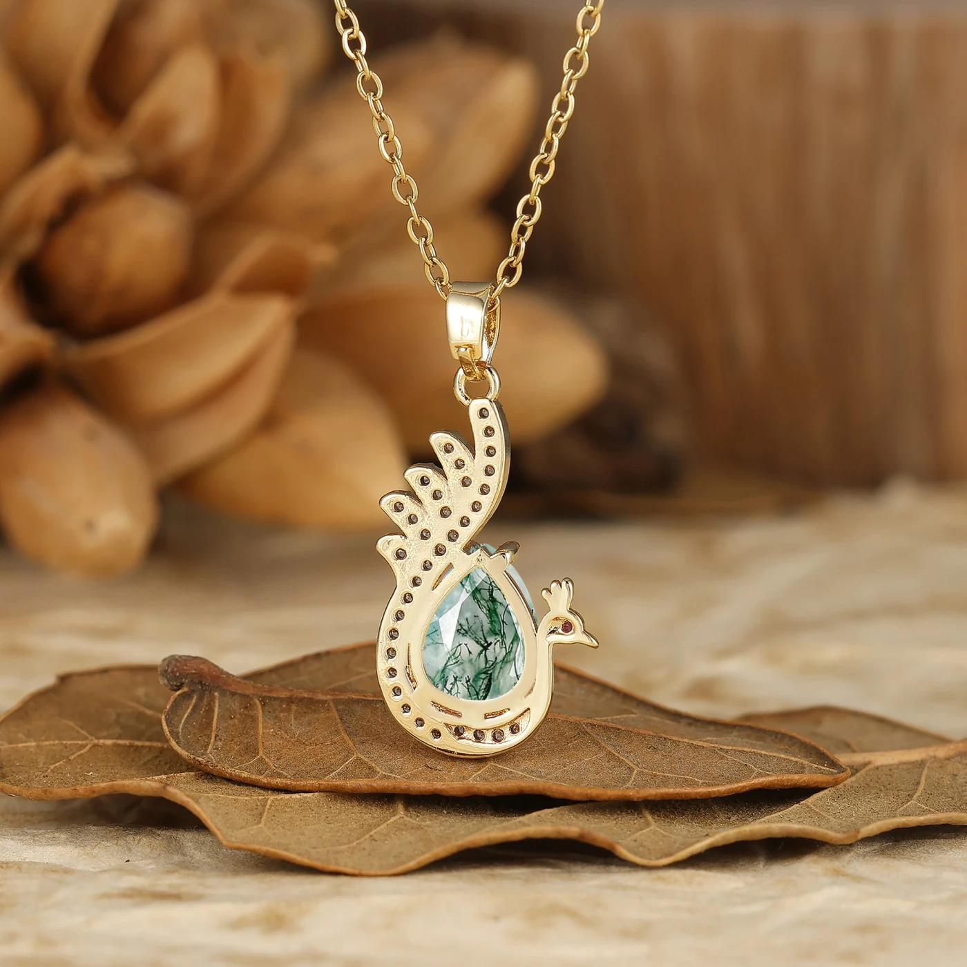 925 Sterling Silver Unique Teardrop Elegant Ruby Swan/Peacock Pendant Necklace for Women - view 21