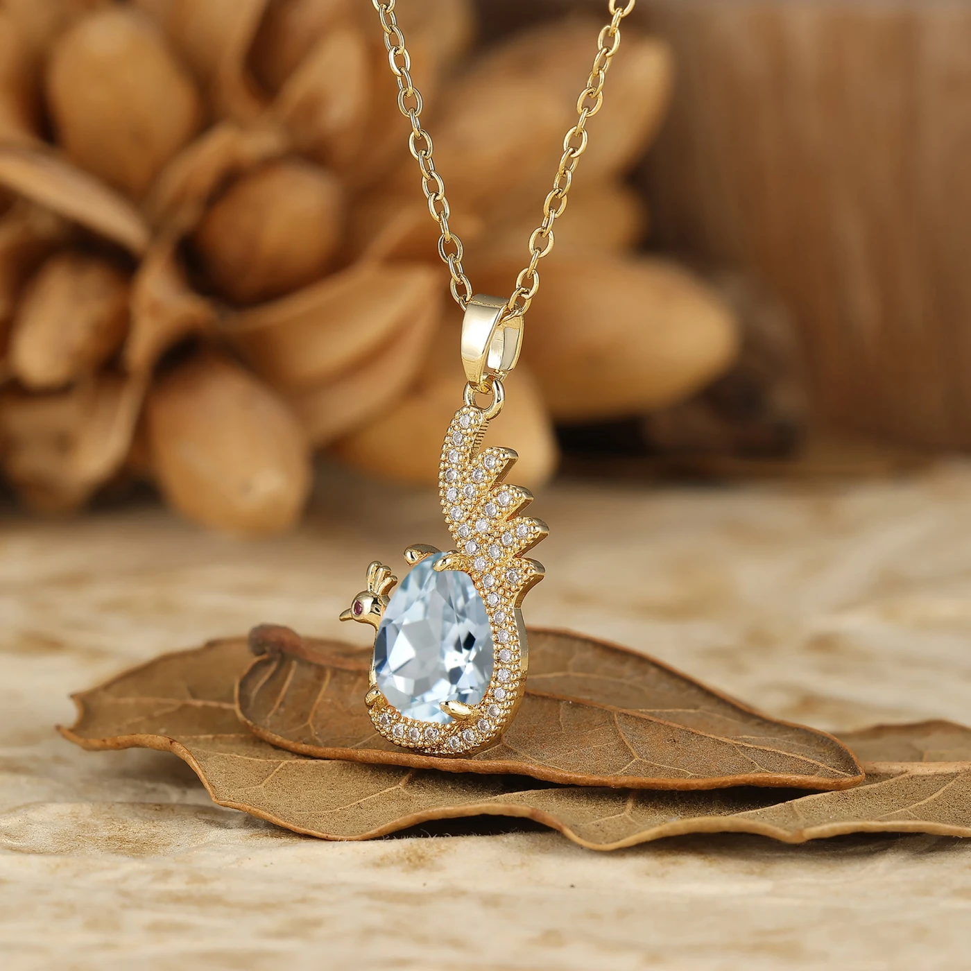 925 Sterling Silver Unique Teardrop Elegant Moonstone Swan/Peacock Pendant Necklace for Women - view 22