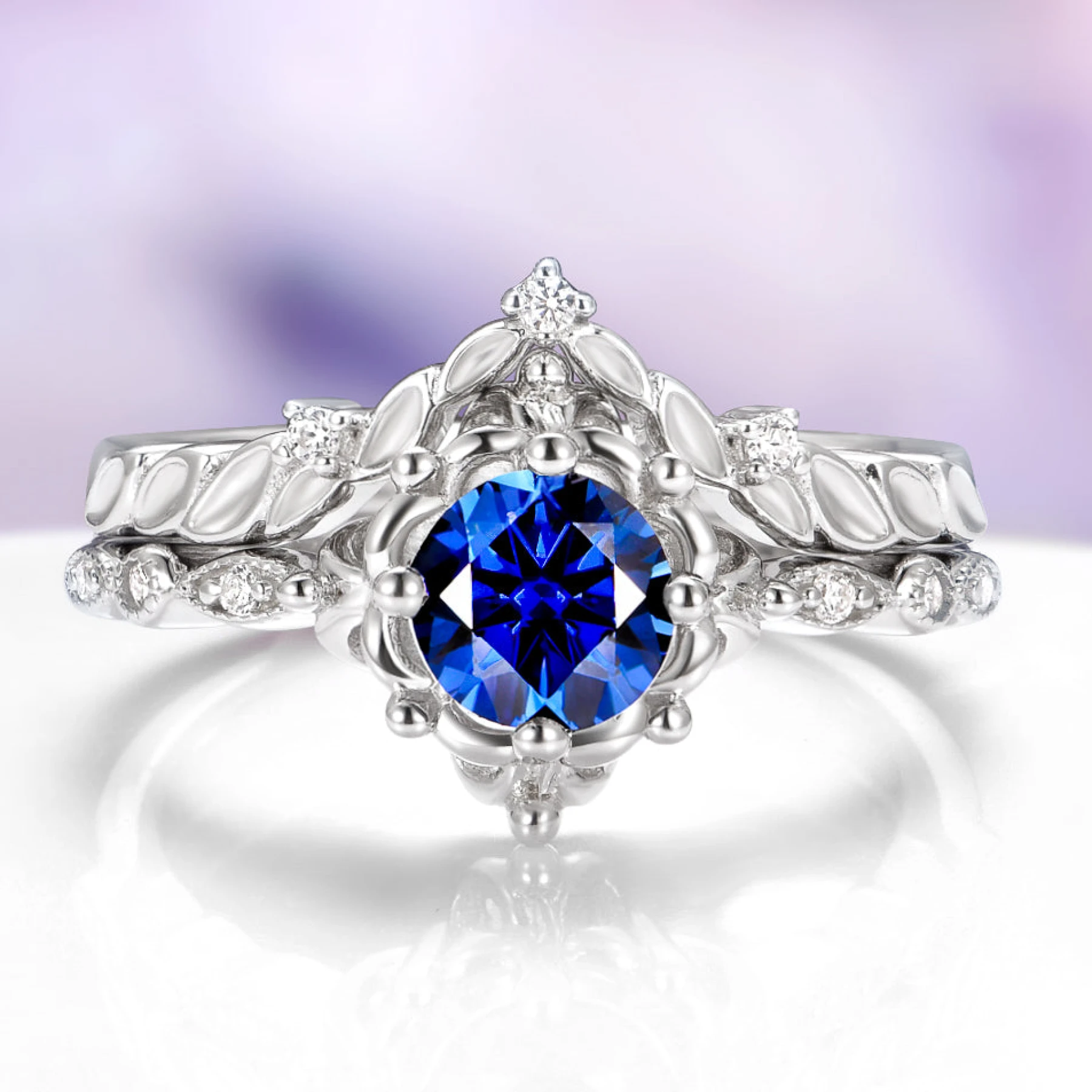 Midnight Fairy Blue Moissanite Ring Set in Sterling Silver - view 1