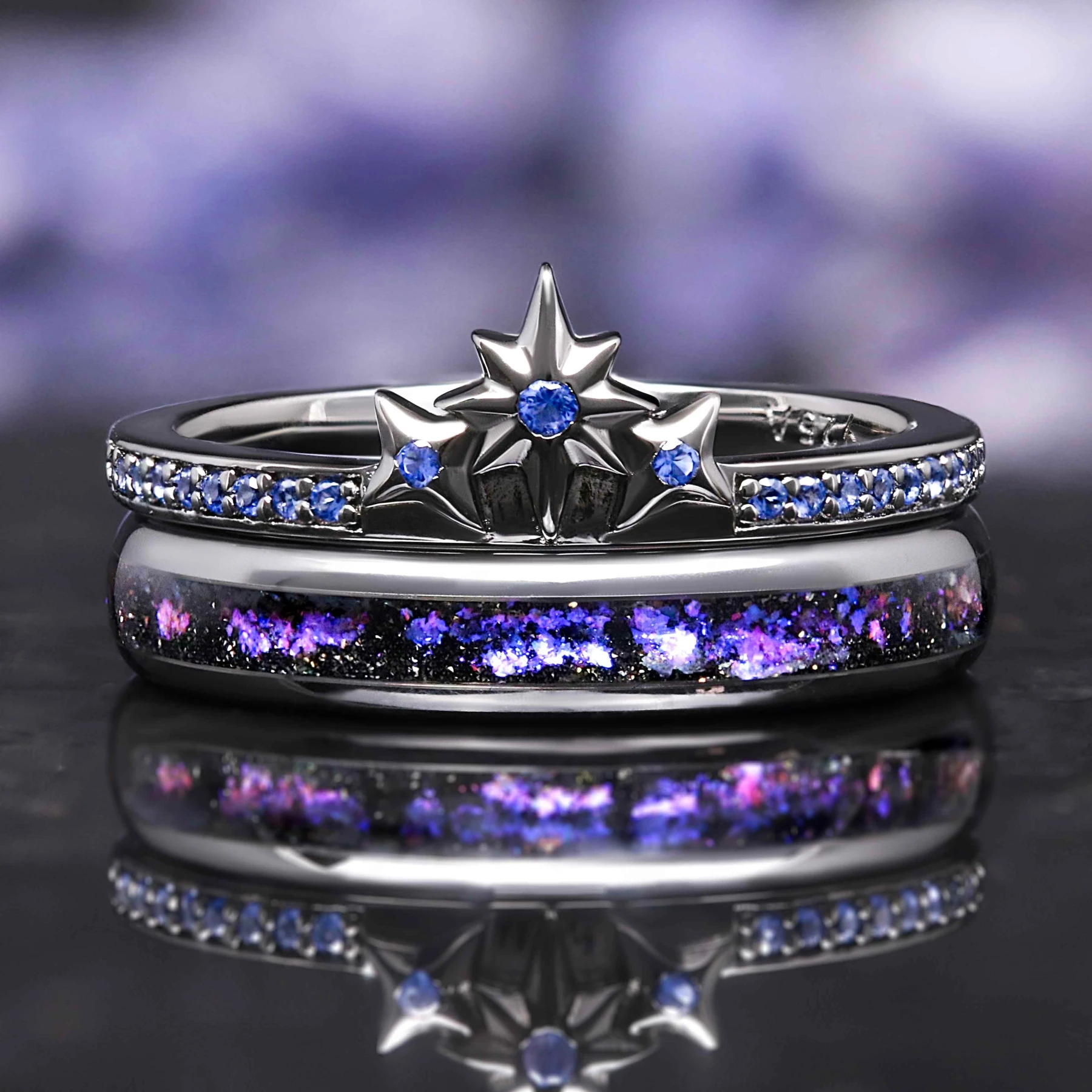 Orion Star Engagement Ring Set, Women’s Wedding Band Set