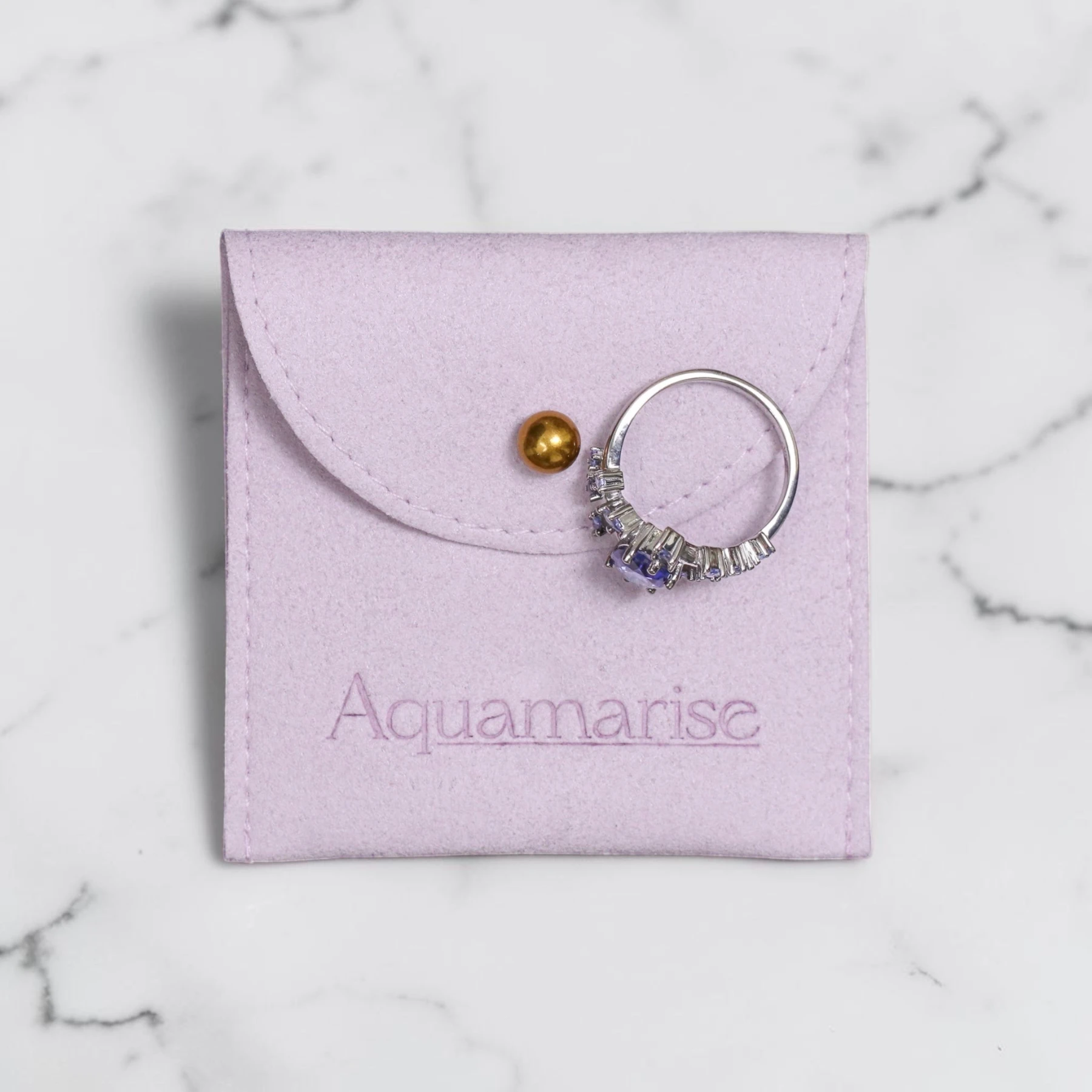 Suede Jewelry Pouch – Lilac Ring Storage & Travel Pouch