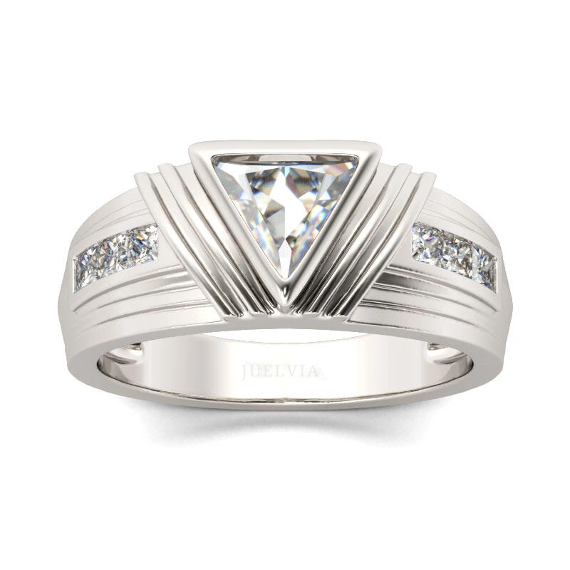 Trillion Cut Sterling Silver Men's Band