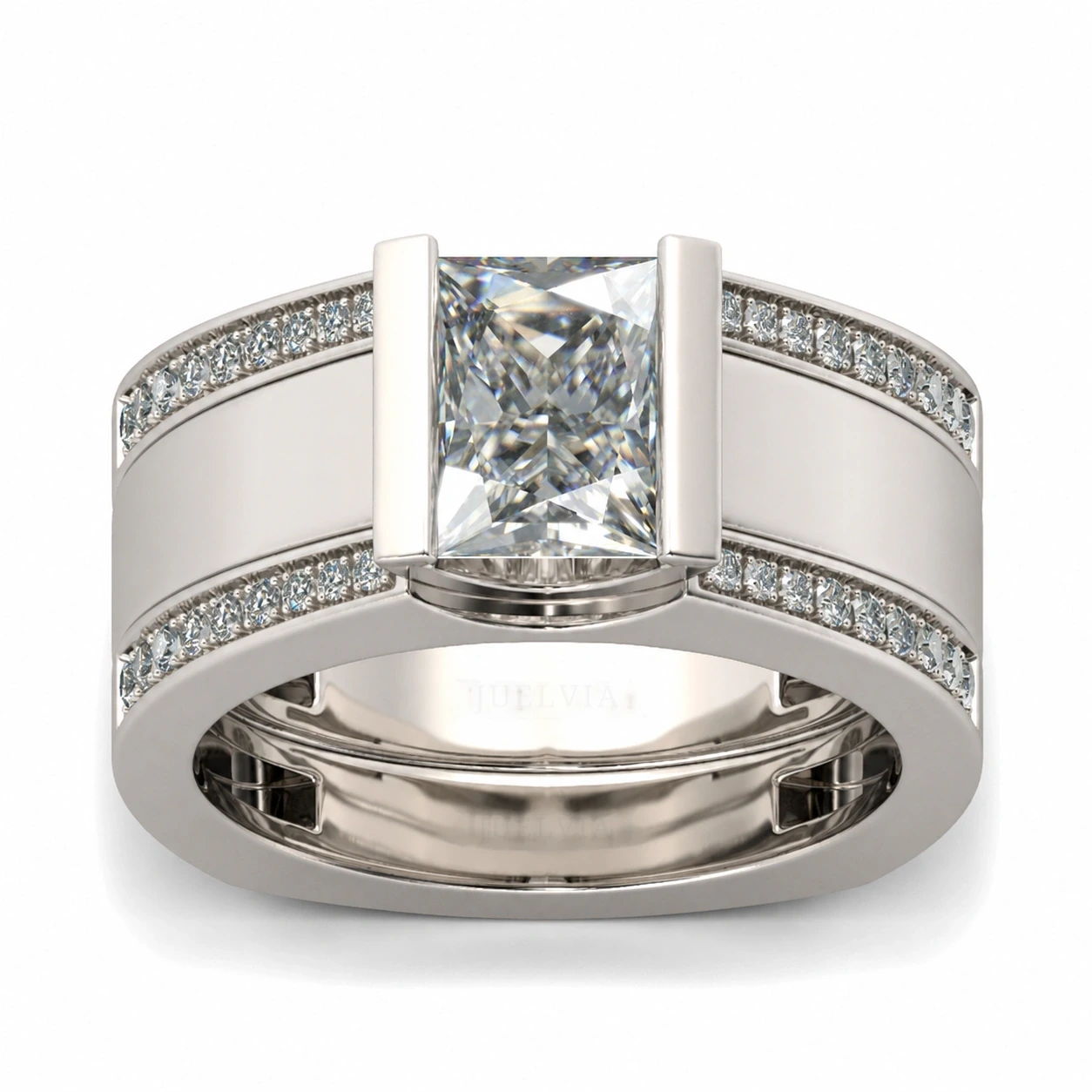 3PC Stackable Radiant Cut Sterling Silver Ring Set
