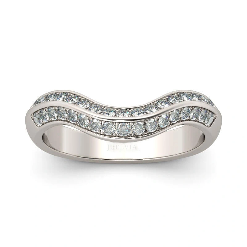Curved Round Cut Sterling Silver Women's Band