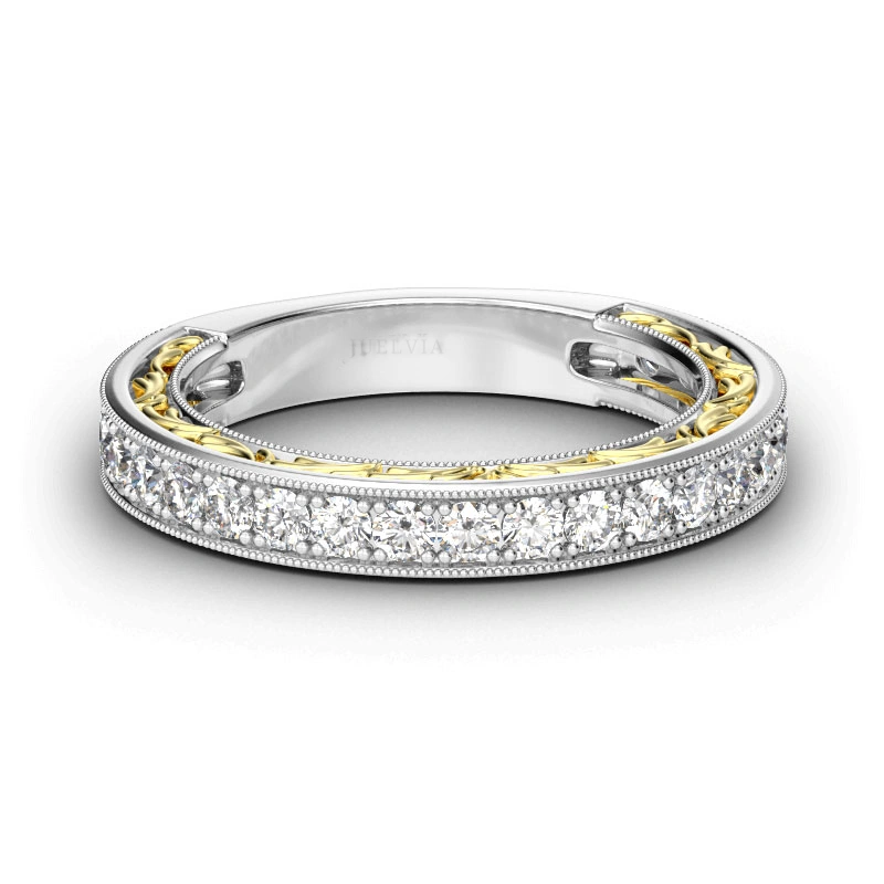 Two Tone Scrollwork Sterling Silver Women's Band