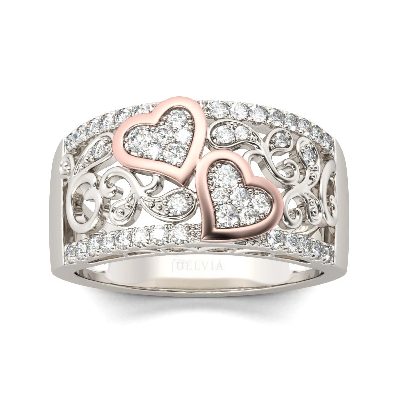 Heart Round Cut Sterling Silver Women's Band