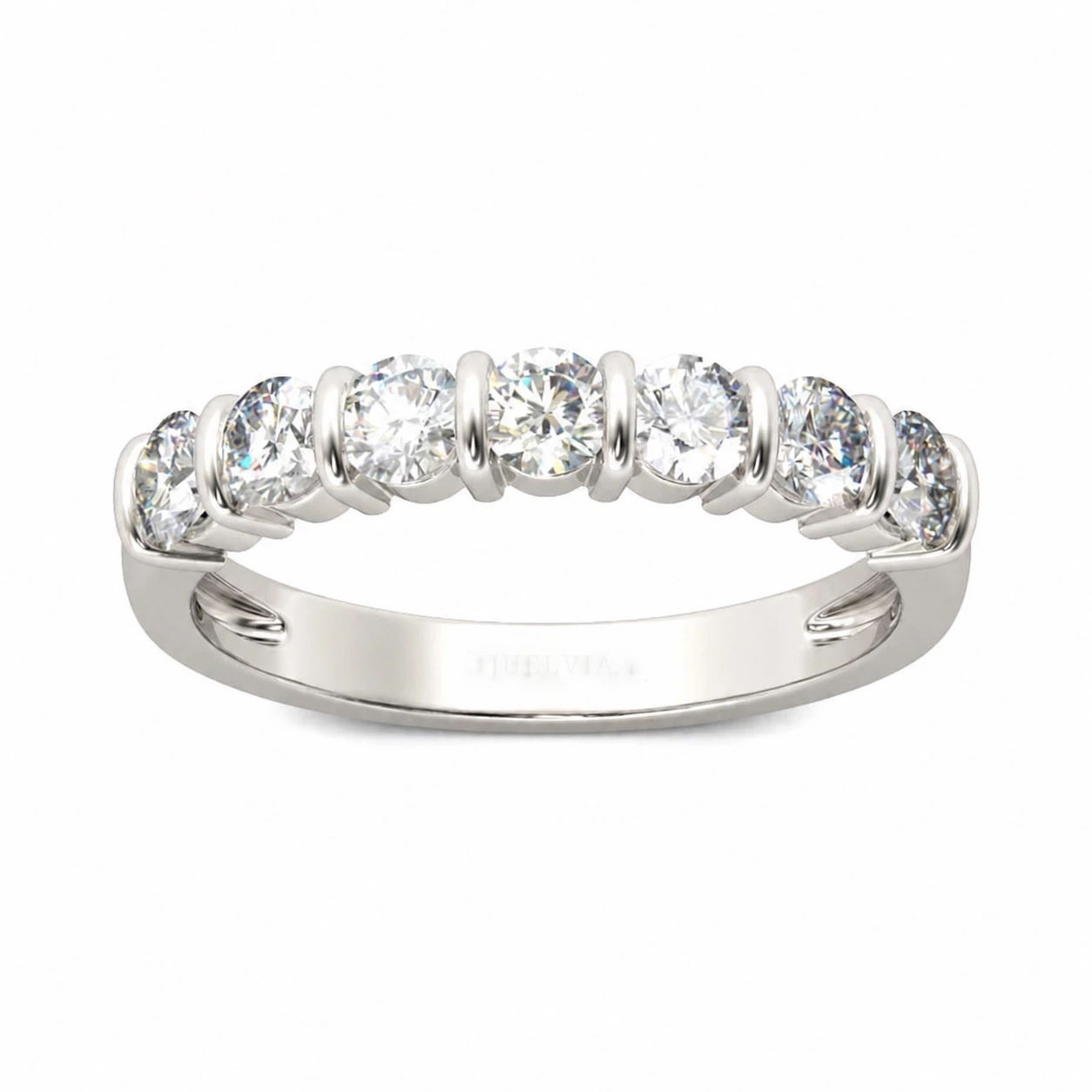 Bar Setting Round Cut Sterling Silver Women's Band