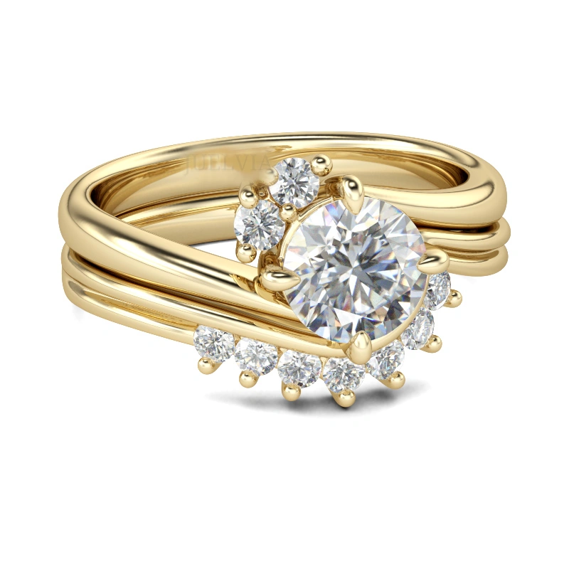 Bypass Round Cut Sterling Silver Ring Set – view 2
