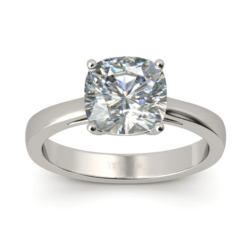 Classic Solitaire Cushion Cut Sterling Silver Engagement Ring