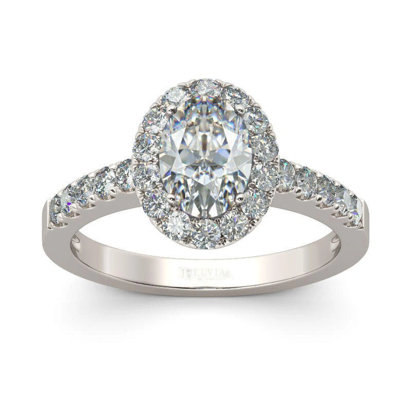 Halo Oval Cut Sterling Silver Ring