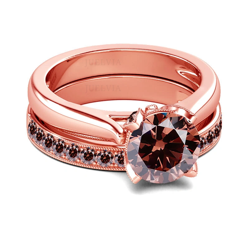 Classic Round Cut Sterling Silver Ring Set