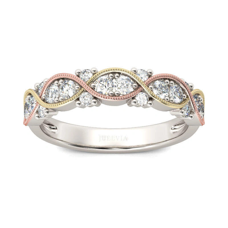 Milgrain Tri-Tone Sterling Silver Women's Band