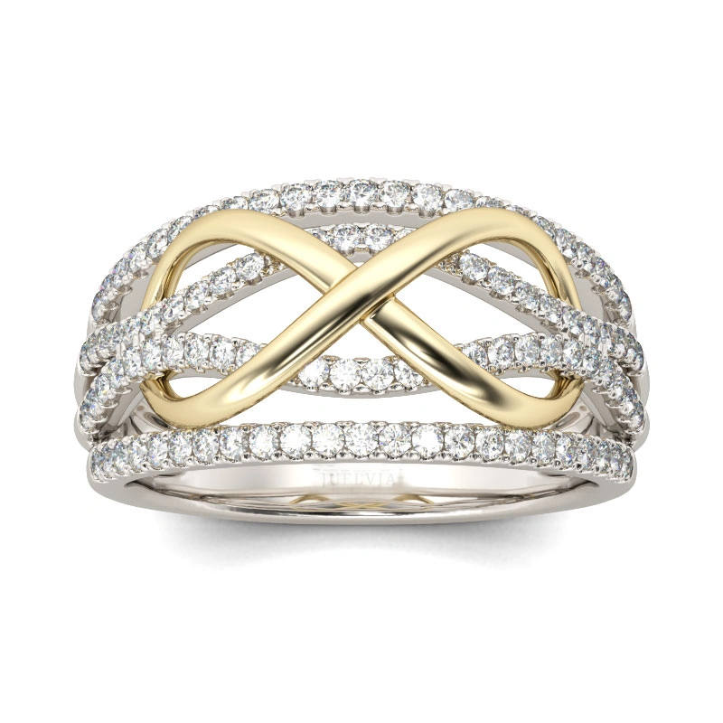 Two Tone Infinity Sterling Silver Women's Band