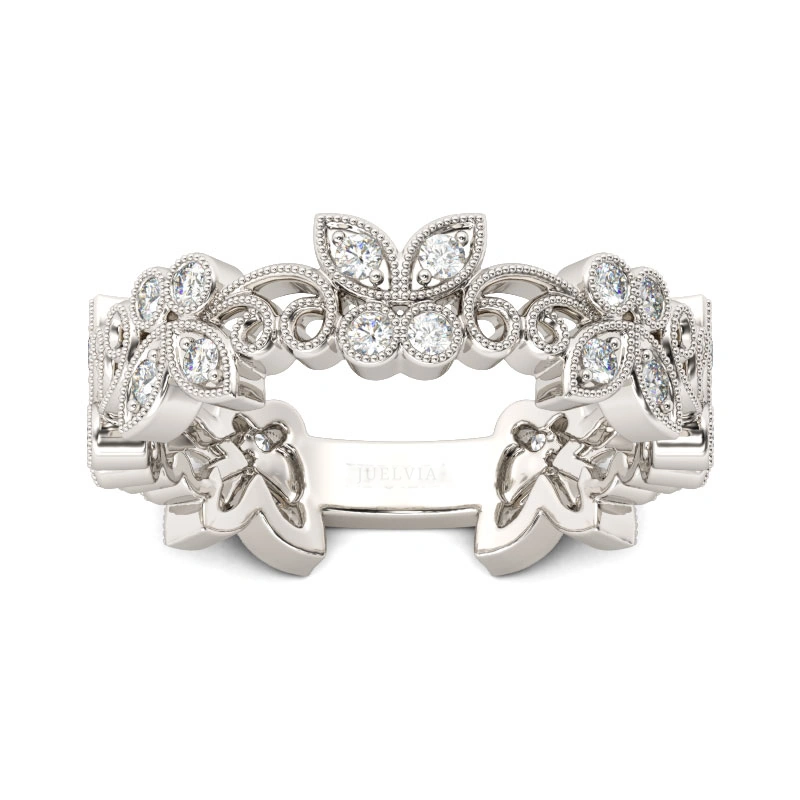 Butterfly Round Cut Sterling Silver Women's Band