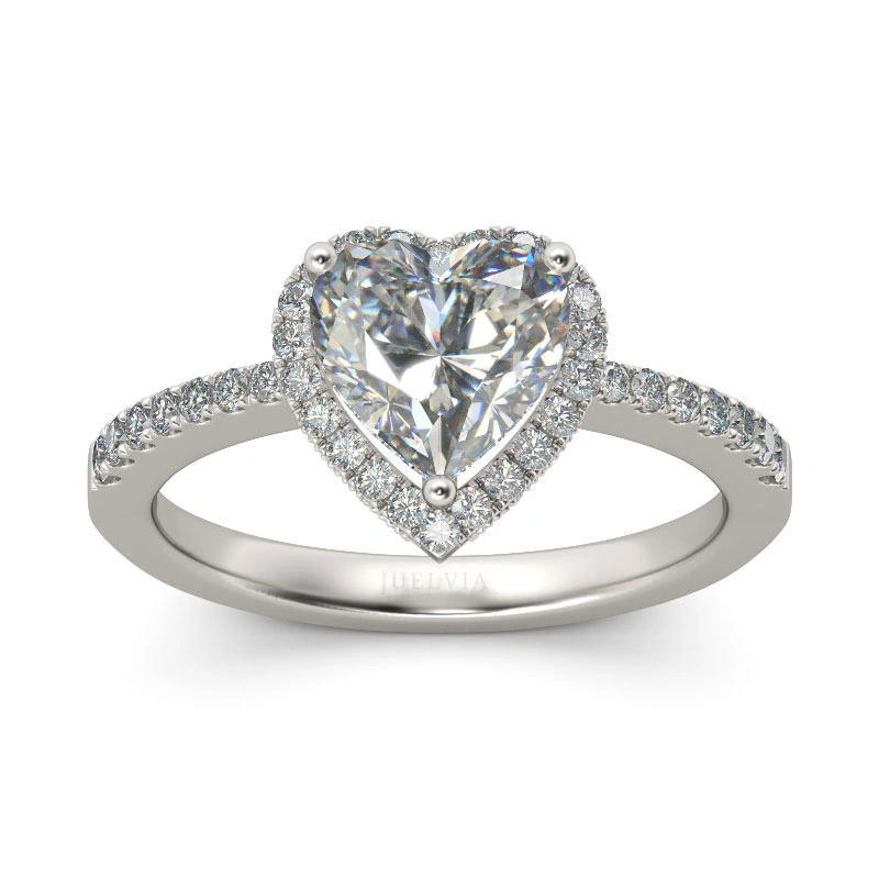 Halo Heart Cut Sterling Silver Ring