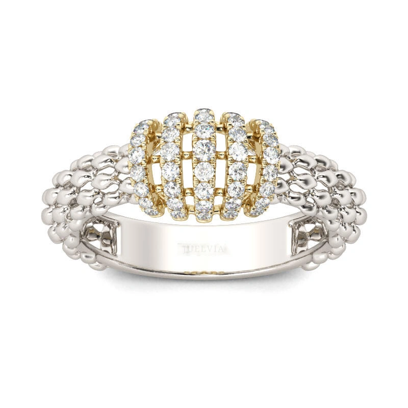 Two Tone Sterling Silver Women's Band – view 1