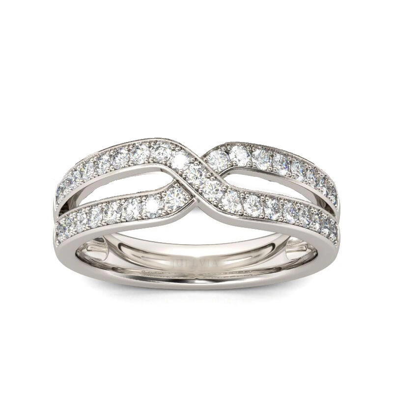 Crossover Round Cut Sterling Silver Women's Band – view 1