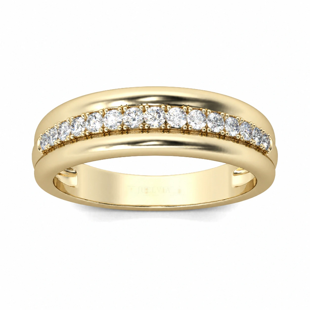 Gold Tone Round Cut Sterling Silver Men's Band