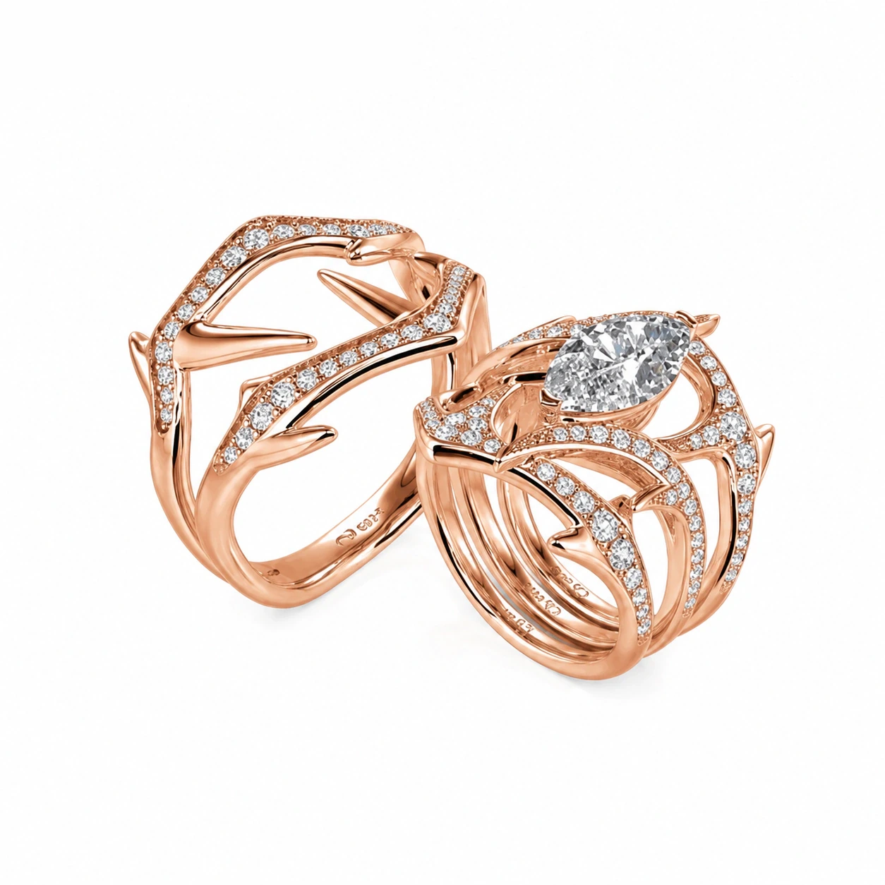 x Leyla Dense Thorn Couple Rings
