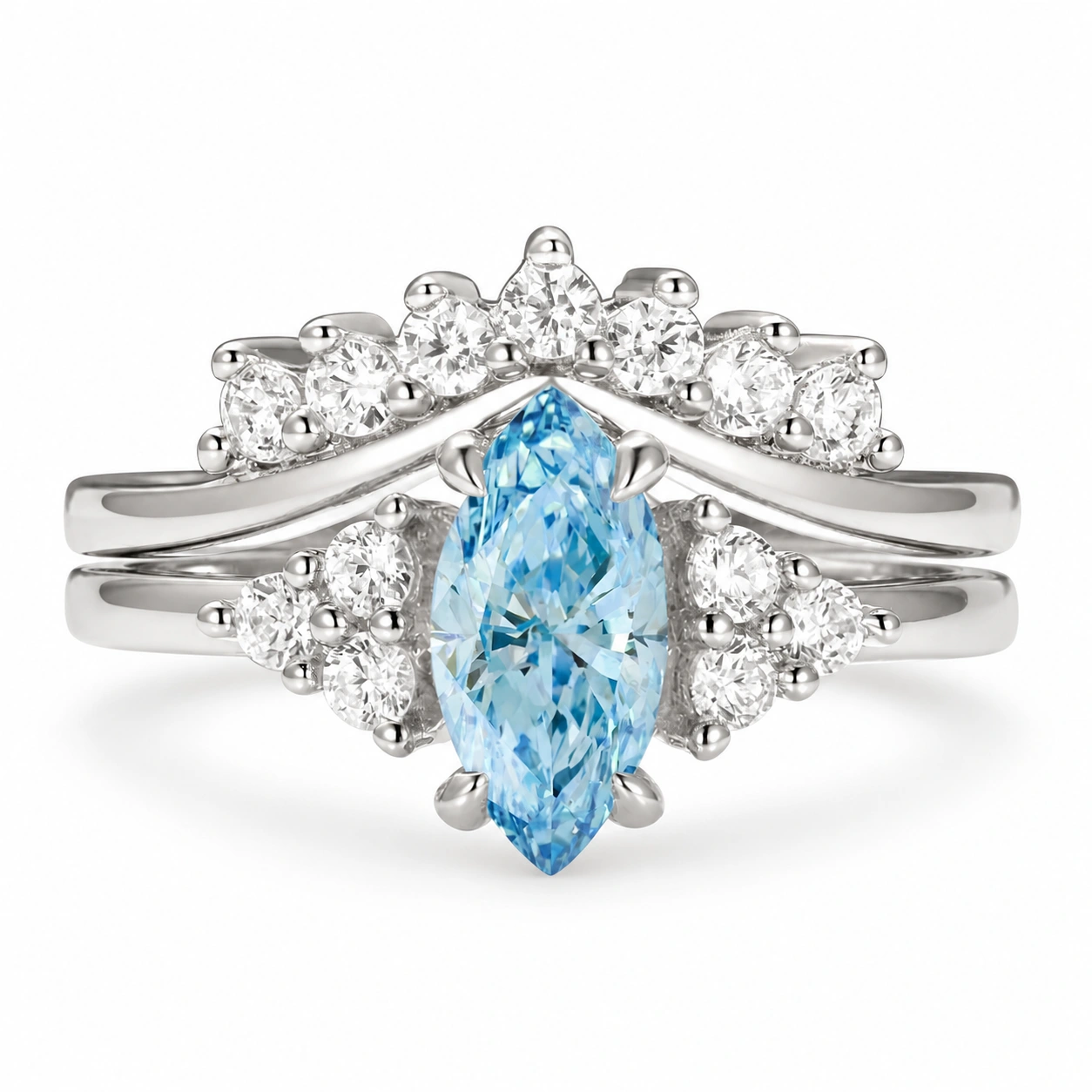 Marquise Cut Aquamarine Ring Set in Sterling Silver