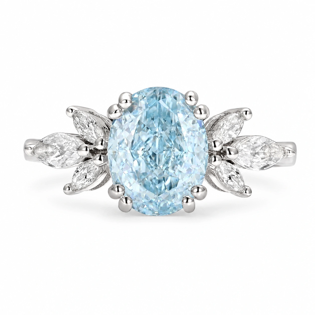 Eva Oval Aquamarine Ring in Sterling Silver