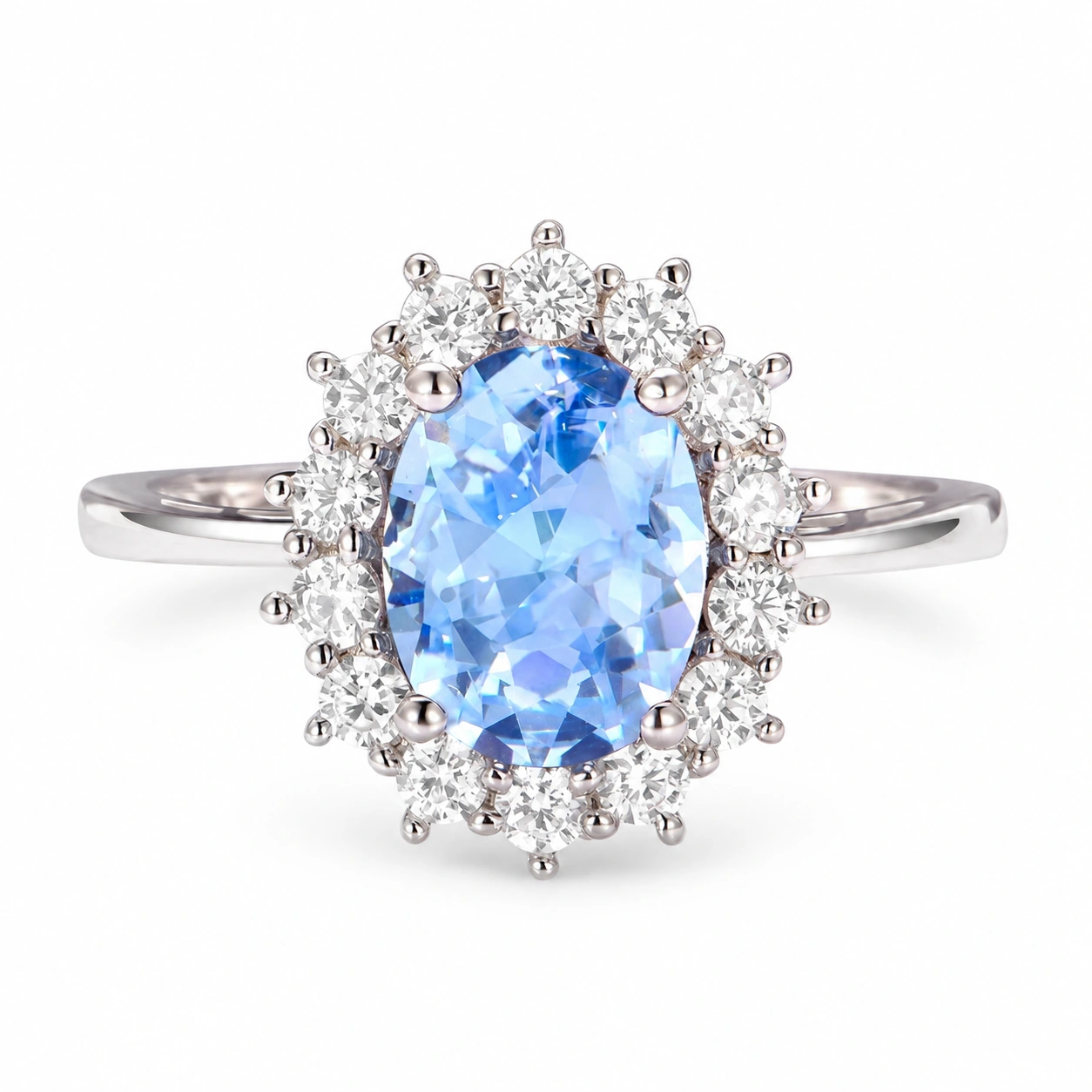 Diana Oval Aquamarine Engagement Ring in Sterling Silver