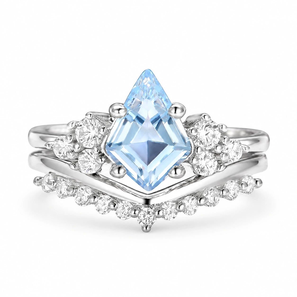 Skylar Kite Cut Aquamarine Ring Set in Sterling Silver