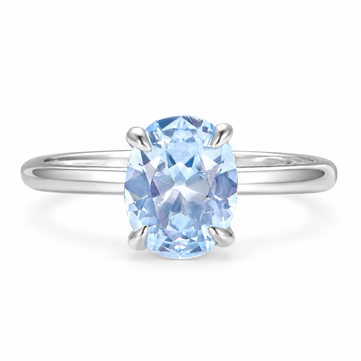 Minimalist Aquamarine Ring in Sterling Silver