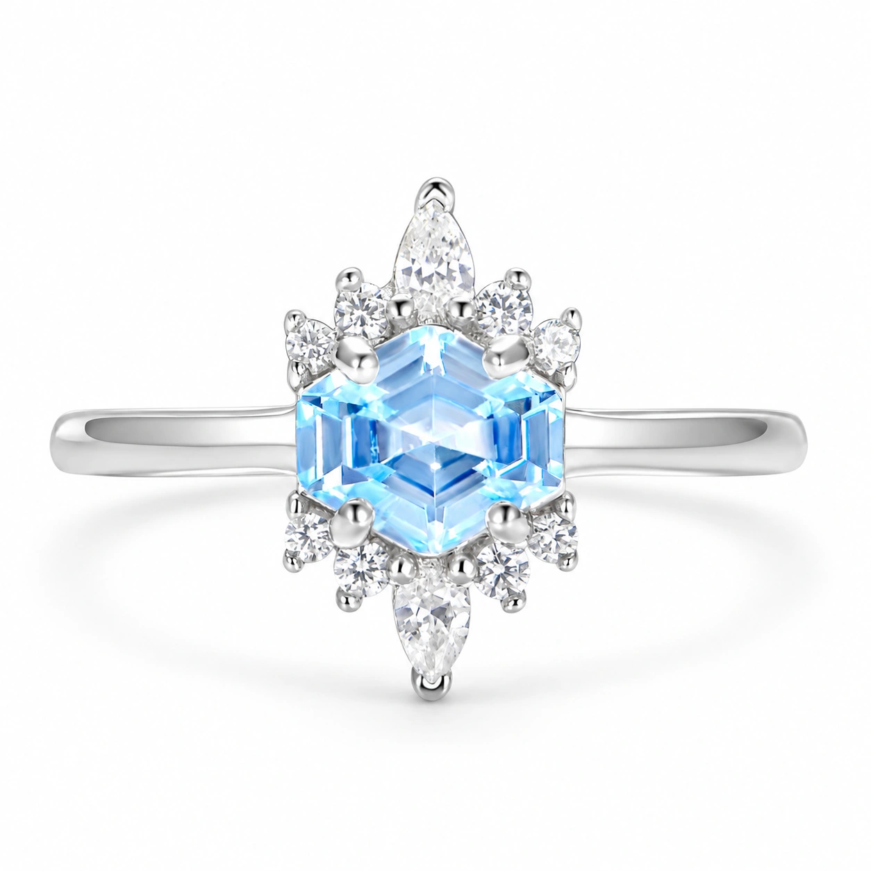 East West Aquamarine Ring in Sterling Silver