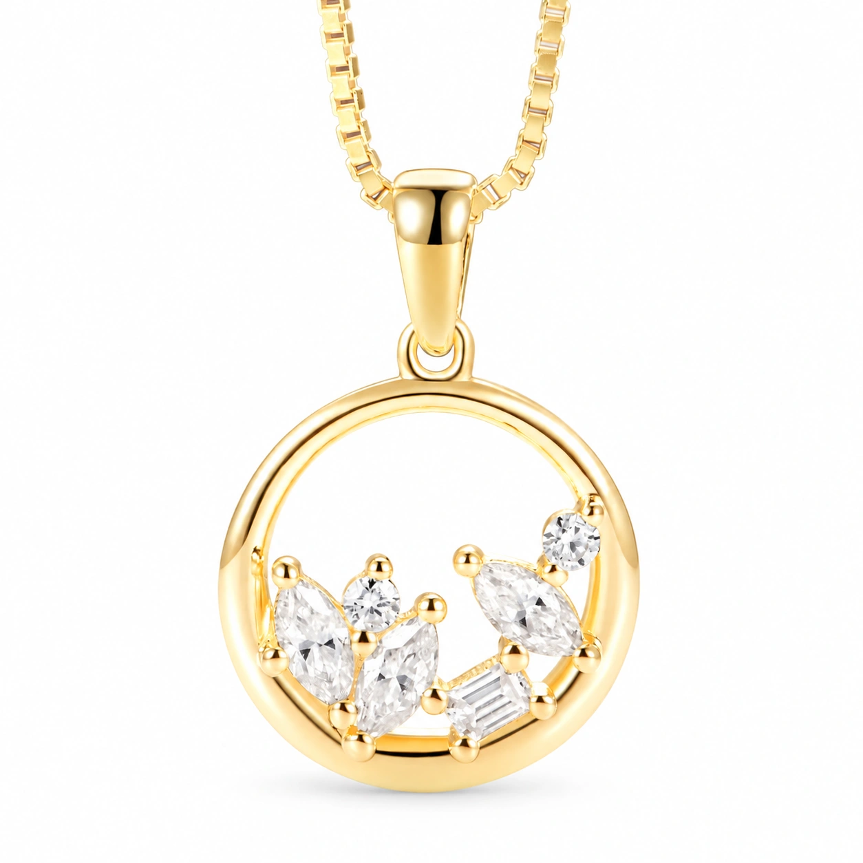 Cluster Necklace in 14K Yellow Gold Vermeil