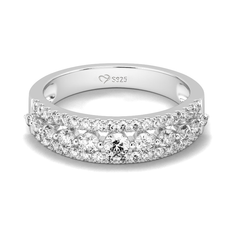 Juelvia Classic Round Cut Sterling Silver Women's Band