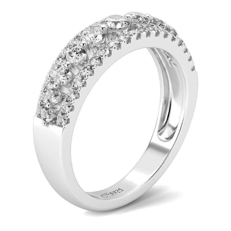Juelvia Classic Round Cut Sterling Silver Women's Band